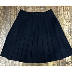 Finity Womens Pleated Black Wool Knee Length Skirt Size 4 - Zip In Back